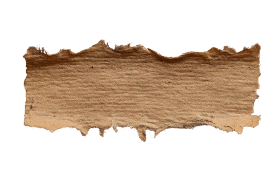 A torn piece of light brown cardboard or paper, with irregular edges and a slightly textured surface