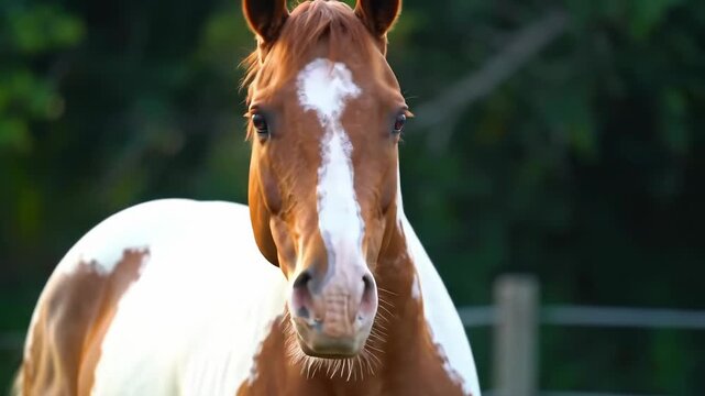 Horse with pinto markings outdoors
