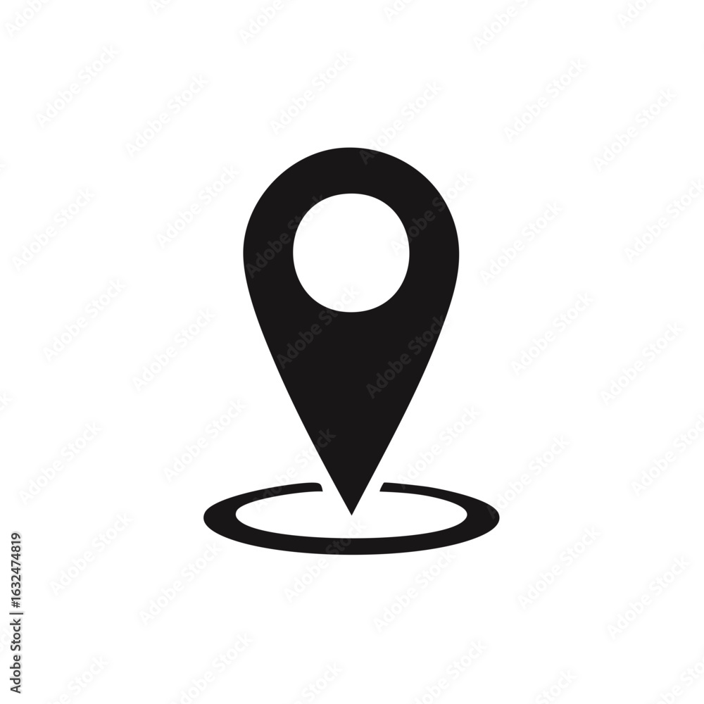 Poster simple black location pin icon for map navigation and destination