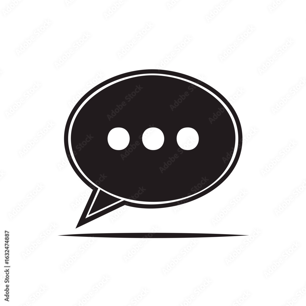 Poster black speech bubble with three white dots indicating conversation or loading