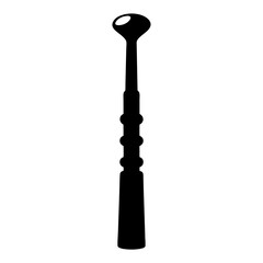 Simple silhouette image of a musical instrument resembling a clarinet