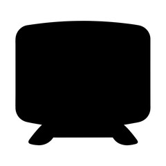 Silhouette of an oldfashioned television set against a white background