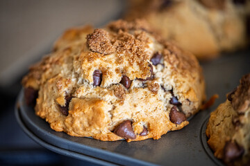 Homemade chocolate chip muffin