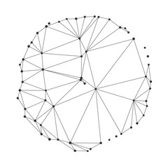 Minimal polygonal diamond shape with dense outer network and sparse inner lines perfect for technology, science, or data visualization concepts isolated on white background vector illustration