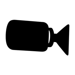 A Silhouette of a Vintage Film Camera with a Pointed Lens