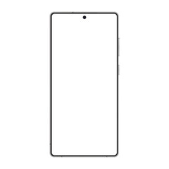 Realistic modern frameless smartphone mockup white screen. Mock-up phone for visual advertisment ui app demonstration vector illustration