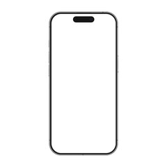 Realistic vector mockup phone for visual advertisment ui app demonstration. High quality premium realistic newest version of smartphone with blank white screen isolated