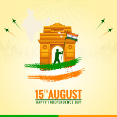 Vector illustration of the Independence Day of India 15 August celebration poster design