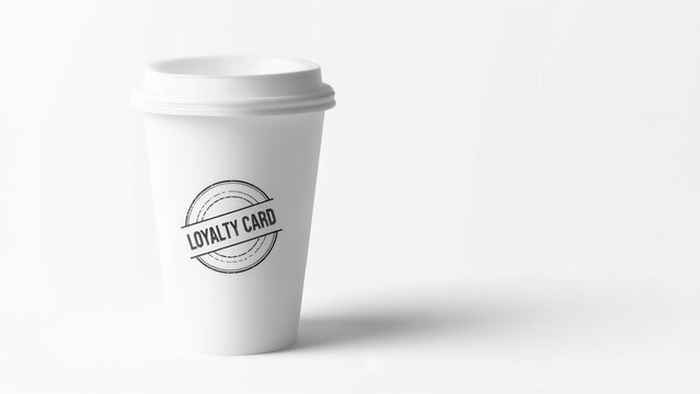 White coffee cup with loyalty card - Powered by Adobe
