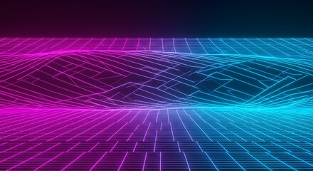 Purple Blue Neon Digital Wave Abstract Background