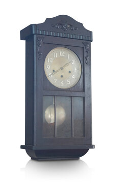 Antique and old brown color wall clock on transparent background, object, technology, decor, ancient, old, fashion, copy space
