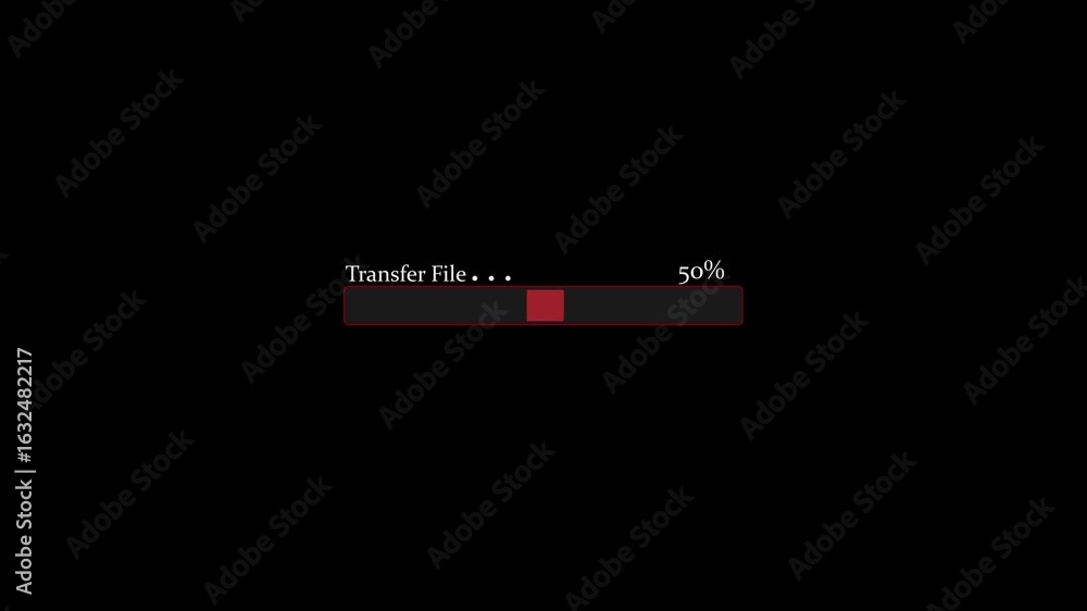 Poster transfer file for downloading progress animation from 0 to 100 percentage of completion for red colo