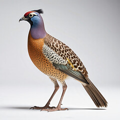 Fototapeta premium Splendid pheasant showcasing a rich mosaic of colors in an illustrative portrait, offering a striking look at avian beauty and detail.
