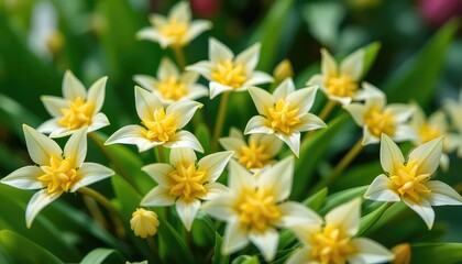 Delicate blossoms unveil luminous petals, presenting a tranquil scene brimming with serenity and the quiet beauty of nature's simple elegance