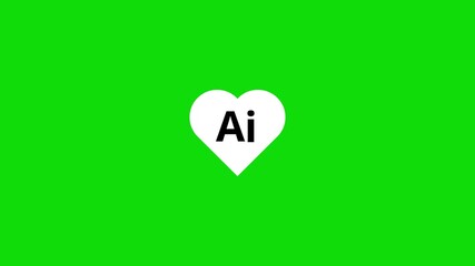 Heart love and romantic digital circuit board concept with ai text. Cyber technology and computer network background. Digital Data moving motherboard. 4k - Powered by Adobe