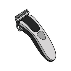 Obraz premium Gray black electric hair clipper with silver blades grooming tool