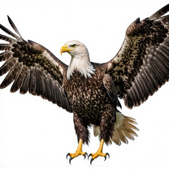 Obraz premium Eagle in Flight: A majestic eagle, with wings fully extended, displays the raw power and grace of nature, epitomizing freedom and strength against an unobscured background.