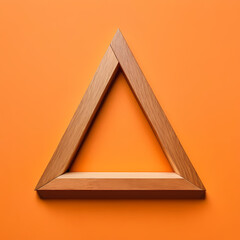 Minimalist Wooden Triangle on Muted Orange Background  