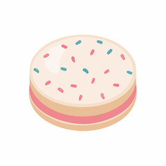 Round Pink Filled Cookie with Sprinkles