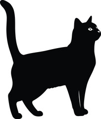 Black Cat Silhouette - Standing Feline Illustration for Pet Design Projects