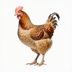 Fototapeta premium Proud Rooster Portrait: A majestic rooster stands tall, his vibrant plumage and striking red comb and wattle radiating confidence and vitality. Captured in striking clarity.