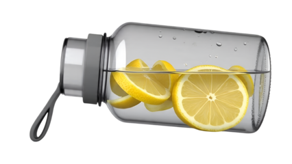 Wellness Infuser Water Bottle with Lemon Isolated on White