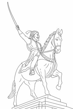 Black Line Illustration of Chatrapati Shivaji maharaj