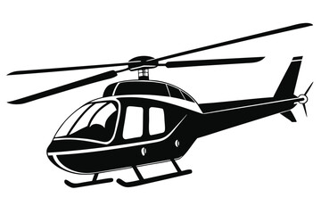 Bold helicopter features a striking black silhouette and stands out against a transparent backdrop