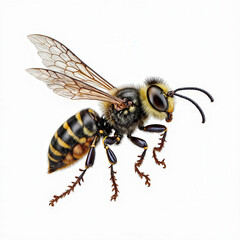 Golden-Banded Wasp in Flight: Witness the detailed artistry of a meticulously illustrated golden-banded wasp in full flight.