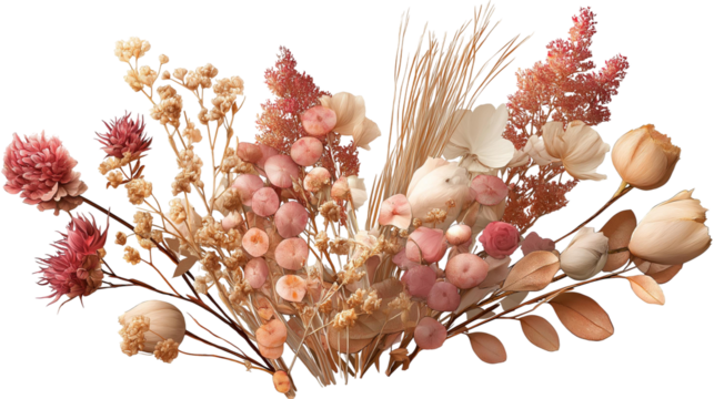 aesthetic dry flower sticker on white background 