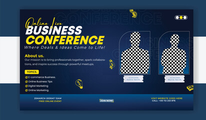 Vector art of online business conference banner template design for promotion and advertisement