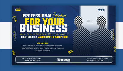 Vector art of online business conference banner template design for promotion and advertisement