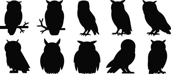 A black and white collection of flower silhouettes, including abstract petals and a realistic rose with stem and leaves, perfect for botanical and floral-themed designs