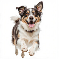 High-Flying Delight: A Border Collie levitates mid-air, suspended with unbounded joy.  The picture is a delightful glimpse of playful energy and pure happiness. 
