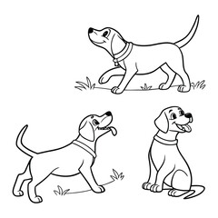 Simple Line American Hunting Dog Drawing