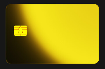 Close up of transparent gold credit card on black background. 3d rendering illustration