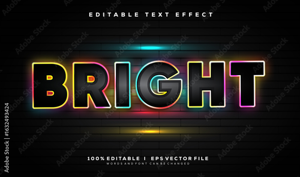 Poster bright vector text effect with modern style design