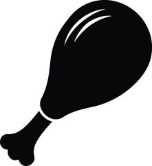 black silhouette a chicken drumstick on white back.eps
