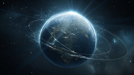 Obraz premium A captivating image of the Earth with a network connection