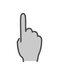 人差し指を立てたグレーの手 -  シンプルな手描きの指さし･タッチ･上方向･犯罪者のイメージ素材