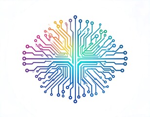Colorful circuit board design radiating outward