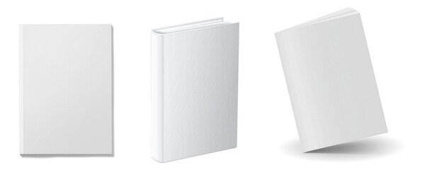 Blank White Book Cover Mockup – 3D Isolated Presentation Template on Transparent Background PNG
