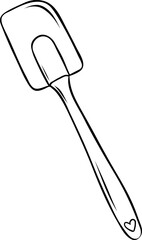 spatula, bakery and baking accessories, doodle and sketch style, Black and white baking vector graphic for rustic bakery branding and cookbook decorations