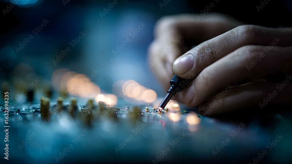 Poster precision soldering of electronic circuits in a workshop setting
