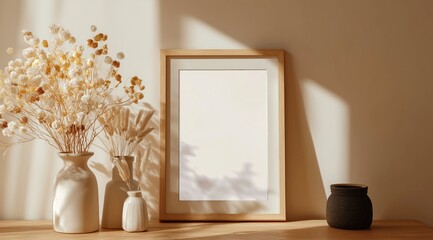 Blank Art Frame in Warm Sunlight