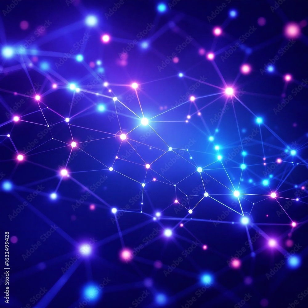 Aufkleber abstract network of glowing blue and pink nodes connected by lines, representing a digital connectio
