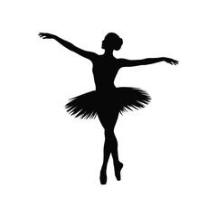 Silhouette of a ballerina in a graceful pose with arms outstretched