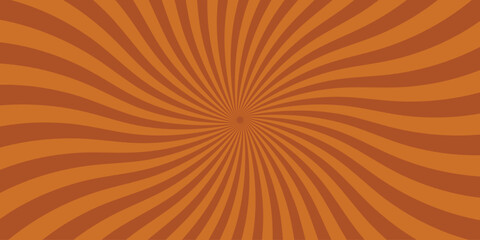 Retro burst design emanating from a central point vintage swirl of textured brown lines evoking a vintage poster illustration.