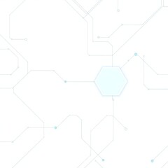 Obraz premium Abstract futuristic technology background with a hexagonal shape and glowing blue lines, representing digital networks and data flow, isolated on a white background
