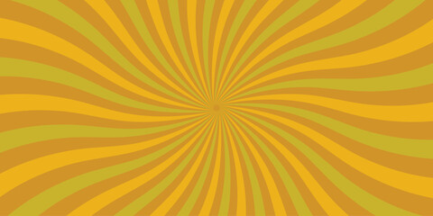Swirling sunburst retro design in yellow and gold radial pattern with a vintage textured appearance perfect for a creative design